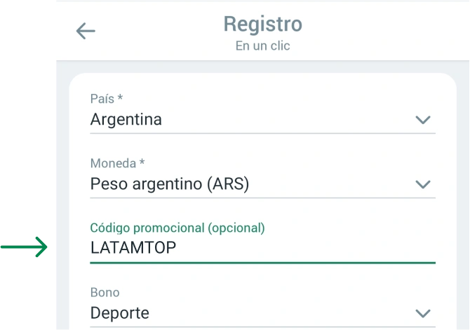 Código de cupón LATAMTOP Betwinner APP Argentina