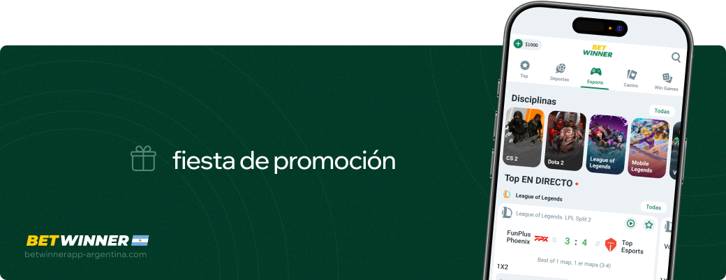 Fiesta de promoción Betwinner APP Argentina